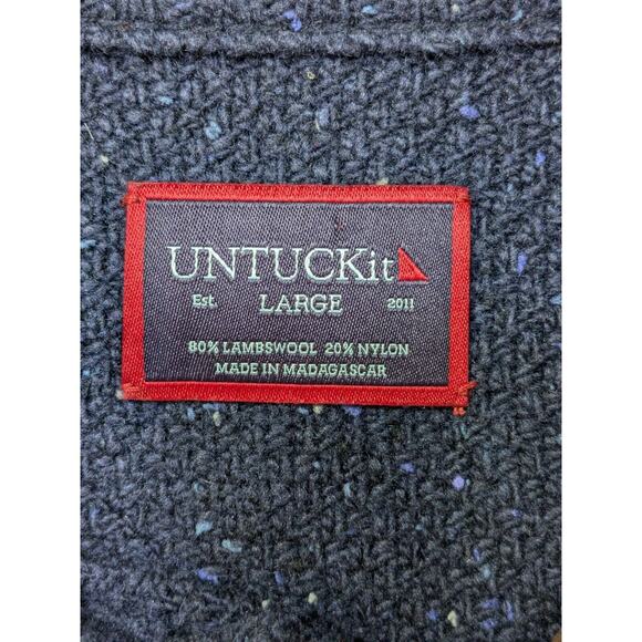 Untuckit Gordonne Sweater Mens Large Sky Captain Wool Button Pullover Classic - Picture 3 of 9